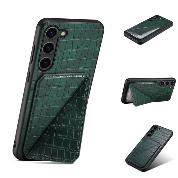 Mantto Crocodile Grain PU Leather Back Wallet Phone Case for Samsung Galaxy S24 Plus, Hidden Magnetic Credit Card Slot Holder, Horizontal & Vertical Kickstand Durable Protective Cover, Green