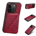thumbnail image 1 of Mantto Crocodile Grain PU Leather Back Wallet Phone Case for iPhone 13, Hidden Magnetic Credit Card Slot Holder, Horizontal & Vertical Kickstand Durable Protective Cover, Red, 1 of 10
