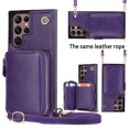 thumbnail image 1 of Mantto Crossbody Case for Galaxy S22 Ultra, Wallet Credit Card Kickstand Holder Shoulder Strap Zipper Pocket Premium PU Leather Case For Samsung Galaxy S22 Ultra, Purple, 1 of 6