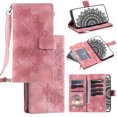 thumbnail image 1 of Mantto Crossbody Case for Google Pixel 9 Pro XL,Embossed Pattern PU Leather Zipper Pocket Magnetic Flip Holder ID Credit Card Slots Wallet Phone Case with Detachable Shoulder Strap,Pink, 1 of 9