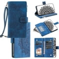 thumbnail image 1 of Mantto Crossbody Case for Samsung Galaxy A16 5G,Embossed Pattern PU Leather Zipper Pocket Magnetic Flip Holder ID Credit Card Slots Wallet Phone Case with Detachable Shoulder Strap,Blue, 1 of 9