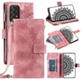 thumbnail image 1 of Mantto Crossbody Case for Samsung Galaxy A53 5G,Embossed Pattern PU Leather Zipper Pocket Magnetic Flip Holder ID Credit Card Slots Wallet Phone Case with Detachable Shoulder Strap,Pink, 1 of 10