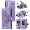 thumbnail image 1 of Mantto Crossbody Case for Samsung Galaxy S23 FE,Embossed Pattern PU Leather Zipper Pocket Magnetic Flip Holder ID Credit Card Slots Wallet Phone Case with Detachable Shoulder Strap,Purple, 1 of 11