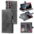 thumbnail image 1 of Mantto Crossbody Case for Samsung Galaxy S24 Ultra,Embossed Pattern PU Leather Zipper Pocket Magnetic Flip Holder ID Credit Card Slots Wallet Phone Case with Detachable Shoulder Strap,Gray, 1 of 13