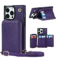 thumbnail image 1 of Mantto Crossbody Case for iPhone 15 Pro Max, Wallet Credit Card Kickstand Holder Shoulder Strap Zipper Pocket Premium PU Leather Case for Apple iPhone 15 Pro Max- 6.1", Purple, 1 of 10