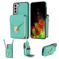 thumbnail image 1 of Mantto Crossbody Wallet Case for Samsung Galaxy S22 (6.1 inch),Premium PU Leather Metal Buckle Large Capacity Zipper Pocket Card Holder Shockproof Kickstand Phone Case with Shoulder Strap,Mint, 1 of 17