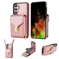 thumbnail image 1 of Mantto Crossbody Wallet Case for Samsung Galaxy S23 FE (6.4 inch),Premium PU Leather Metal Buckle Large Capacity Zipper Pocket Card Holder Shockproof Kickstand Phone Case with Shoulder Strap,Rosegold, 1 of 13