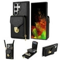 thumbnail image 1 of Mantto Crossbody Wallet Case for Samsung Galaxy S24 Ultra (6.8 inch),Premium PU Leather Metal Buckle Large Capacity Zipper Pocket Card Holder Shockproof Stand Phone Case with Shoulder Strap,Black, 1 of 9