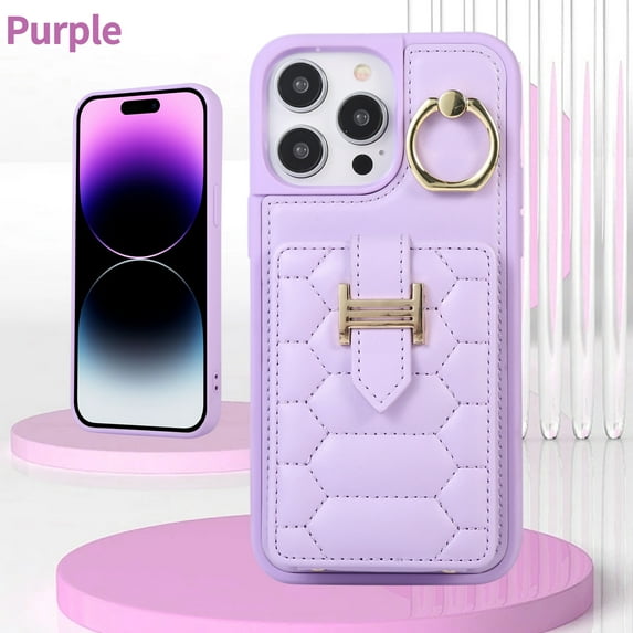 Mantto Crossbody Wallet Case for iPhone 13 Pro Max with Lanyard + Wrist Hand Strap, Premium PU Leather Ring Holder Kickstand Card Slots Shockproof Non-Slip Cover for iPhone 13 Pro Max,Purple