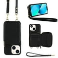 thumbnail image 1 of Mantto Crossbody Wallet Case for iPhone 13,RFID Blocking Zipper Purse Case with Card Holder & Shoulder Strap & Wrist Strap,Shockproof Premium PU Leather Back Flip Stand Phone Case,Black, 1 of 10