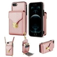 thumbnail image 1 of Mantto Crossbody Wallet Case for iPhone SE 2022/SE 2020/8/7 (4.7 inch),Premium PU Leather Metal Buckle Large Capacity Zipper Pocket Card Holder Shockproof Stand Phone Case+Shoulder Strap,Rosegold, 1 of 14