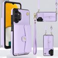 thumbnail image 1 of Mantto Crossbody Wallet Women Case for Samsung A13 4G, [RFID Blocking] CRedit Card Holder Phone Case with Strap Leather Purse with Lanyard Magnetic Flip Cover Girl for Samsung Galaxy A13 4G, Purple, 1 of 10