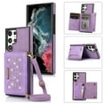thumbnail image 1 of Mantto Crossbody Wallet Women Case for Samsung S23 Ultra, Credit Card Holder Phone Case with Strap,PU Leather Purse with Lanyard Bling Flip Cover for Samsung Galaxy S23 Ultra, Purple, 1 of 10