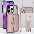 thumbnail image 1 of Mantto Crossbody Wallet Women Case for iPhone 12 Pro Max, [RFID Blocking] CRedit Card Holder Phone Case with Strap Leather Purse with Lanyard Magnetic Flip Cover Girl For iPhone 12 Pro Max, Rosegold, 1 of 10