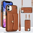 thumbnail image 1 of Mantto Crossbody Wallet Women Case for iPhone 14, [RFID Blocking] CRedit Card Holder Phone Case with Strap Leather Purse with Lanyard Magnetic Flip Cover Girl For iPhone 14, Brown, 1 of 10
