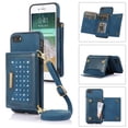 thumbnail image 1 of Mantto Crossbody Wallet Women Case for iPhone 7, iPhone 8, iPhone SE 2020,Credit Card Pocket Diamond Design Phone Case with Strap,PU Leather Purse with Lanyard Bling Flip Cover, Blue, 1 of 10