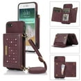 thumbnail image 1 of Mantto Crossbody Wallet Women Case for iPhone 7, iPhone 8, iPhone SE 2020,Credit Card Pocket Diamond Design Phone Case with Strap,PU Leather Purse with Lanyard Bling Flip Cover, Wine Red, 1 of 10