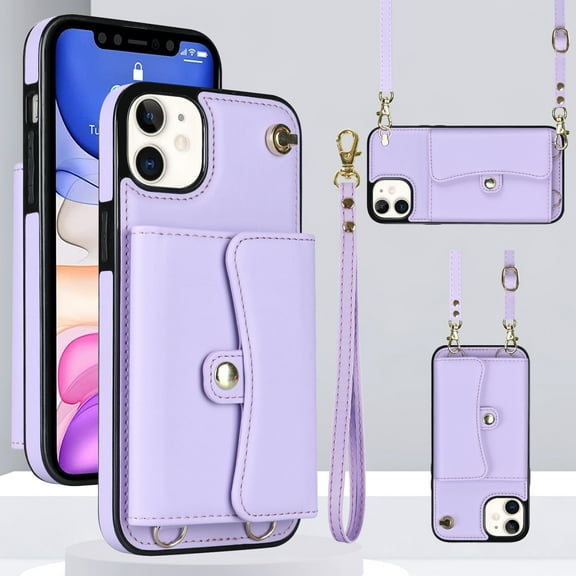 Mantto Crossbody Wallet Women Case for iPhone X/XS, [RFID Blocking] CRedit Card Holder Phone Case with Strap Leather Purse with Lanyard Magnetic Flip Cover Girl For iPhone X/XS, Purple