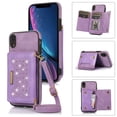 thumbnail image 1 of Mantto Crossbody Wallet Women Case for iPhone XR,Credit Card Pocket Diamond Design Phone Case with Strap,PU Leather Purse with Lanyard Bling Flip Cover For iPhone XR, Purple, 1 of 10