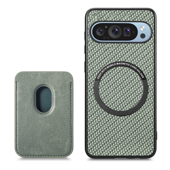 Mantto Detachable Card Pocket Wallet Case for Google Pixel 10A,Compatible with MagSafe Charging,Premium Fibrous Texture PU Leather Shockproof Anti-Scratch Slim Phone Case,Green