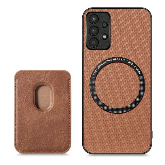 Mantto Detachable Card Pocket Wallet Case for Samsung Galaxy A13 4G,Compatible with MagSafe Charging,Premium Fibrous Texture PU Leather Shockproof Anti-Scratch Slim Phone Case,Brown
