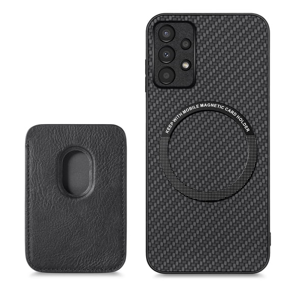 Mantto Detachable Card Pocket Wallet Case for Samsung Galaxy A53 5G,Compatible with MagSafe Charging,Premium Fibrous Texture PU Leather Shockproof Anti-Scratch Slim Phone Case,Black