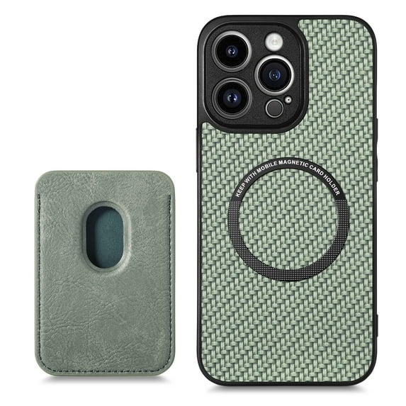 Mantto Detachable Card Pocket Wallet Case for iPhone 16 Plus,Compatible with MagSafe Charging,Premium Fibrous Texture PU Leather Shockproof Anti-Scratch Slim Phone Case,Green