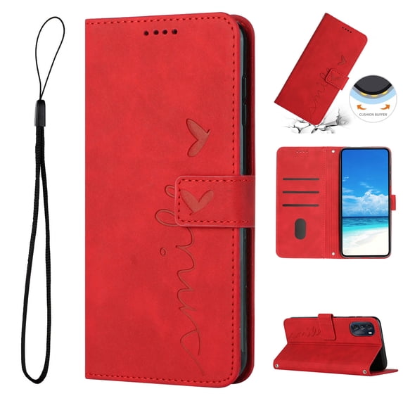 Mantto Drop Protection Phone Case for Motorola Moto G 5G 2022,Premium PU Leather Wallet Cover with Card Slots Magnetic Closure Flip Kickstand Phone Case,Red