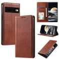 thumbnail image 1 of Mantto Flip Wallet Case for Google Pixel 7, for Women Men, Magnetic Closure Folio Cover with Credit Card Holder Slots, Shockproof Durable PU Leather Kickstand Phone Case,Brown, 1 of 8