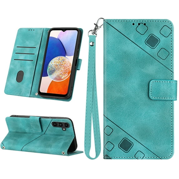 Mantto Flip Wallet Case for Samsung Galaxy S23 FE,with ID Credit Card Slots & Cash Pocket,Durable PU Leather Magnetic Clasp Folio Kickstand Shockproof Wrist Strap Phone Case for Women Men,Green