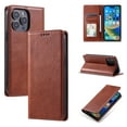 thumbnail image 1 of Mantto Flip Wallet Case for iPhone 11 Pro Max, for Women Men, Magnetic Closure Folio Cover with Credit Card Holder Slots, Shockproof Durable PU Leather Kickstand Phone Case,Brown, 1 of 8