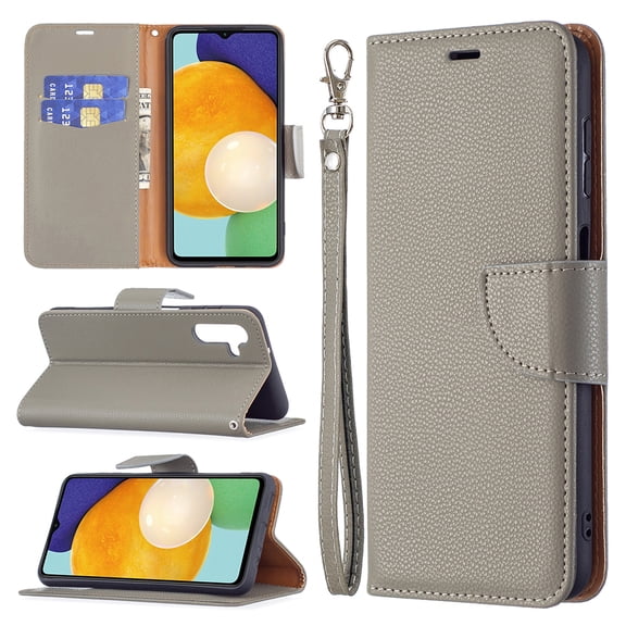 Mantto For Galaxy A13 5G Wallet Case with [RFID Blocking] Card Holder Kickstand Magnetic Wrist Strap, Premium Leather Flip Case Wallet TPU inner Shell For Samsung Galaxy A13 5G, Gray