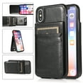 thumbnail image 1 of Mantto For iPhone X Case, iPhone XS Case, Durable Shockproof Wallet Card Slots Case with Card Holder Pocket Back,PU Leather Kickstand Back Flip Cover - Black, 1 of 7