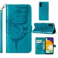 thumbnail image 1 of Mantto Galaxy A14 5G Case, Magnetic Folio Butterfly Patterned Wallet Case, Premium PU Leather with Wrist Strap Credit Card Holder Slots Kickstand Protective Cover For Samsung Galaxy A14 5G,Blue, 1 of 10