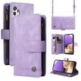 thumbnail image 1 of Mantto Galaxy A32 5G Cover, Wallet Card Slot Crossbody/Shoulder Strap + Wristlet Strap Magnetic Flip Premium PU Leather Zipper Pocket With Kickstand For Samsung Galaxy A32 5G,
Purple, 1 of 1