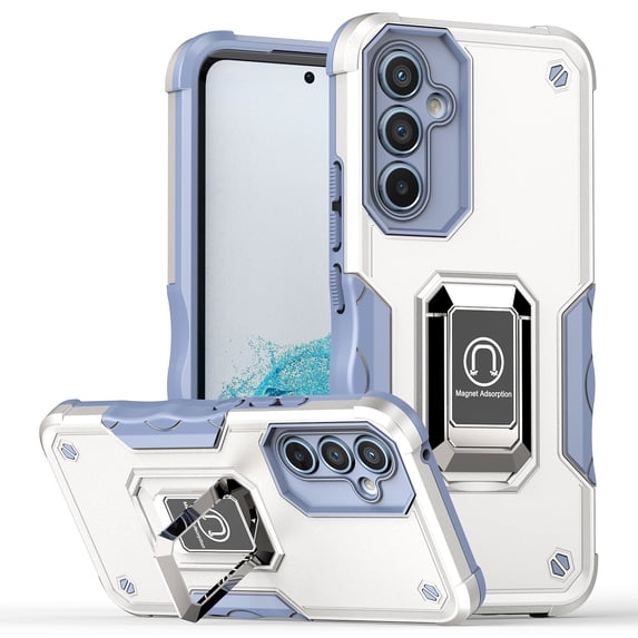 Mantto for Galaxy S24 Plus Cover with Ring Kickstand, Impact-Resistant, Shockproof, Protective Bumper Magnetic with Car Mount Durable Hybrid Rugged Phone Case For Samsung Galaxy S24 Plus, White