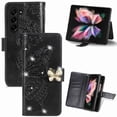 thumbnail image 1 of Mantto For Galaxy Z Fold 5 Wallet Case, Bling Diamond PU Leather Flip Wallet Case Hand Strap Butterfly Embossed Flip Stand Card Holder Magnetic Cover for Samsung Galaxy Z Fold 5, Black, 1 of 7