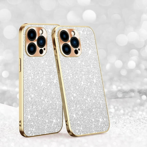 Mantto Glitter Case for iPhone 12 Pro Sparkle Shining Plating Case, Rugged Shockproof CD Pattern Lens Circle Protection Slim Cover for iPhone 12 Pro Women Girls,Silver