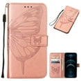 thumbnail image 1 of Mantto Google Pixel 6 Case, Magnetic Folio Butterfly Patterned Wallet Case, PU Leather with Wrist Strap Credit Card Holder Slots Kickstand Protective Cover For Google Pixel 6, Rosegold, 1 of 10