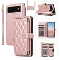thumbnail image 1 of Mantto for Google Pixel 6 Pro Wallet Case,Crossbody Phone Case PU Leather Zipper with Wrist Strap & Shoulder Strap Flip Cover Credit Card Holder Magnetic Shockproof Protective Case,Rosegold, 1 of 12