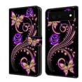 thumbnail image 1 of Mantto for Google Pixel 6 Wallet Case for Women Men,Fashion Painted Pattern PU Leather Magnetic Clasp Flip Protective Case with Kickstand Credit Card Slots Phone Case,Purple Flowers & Butterflies, 1 of 8
