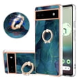 thumbnail image 1 of Mantto For Google Pixel 6A Case,Ring Holder Stand Marble Pattern 3 in 1 Rugged Shockproof Hybrid Hard PC Soft Rubber Bumper Drop Protective Girls Women Boy Men Phone Cases for Google Pixel 6A,Green, 1 of 6
