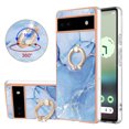 thumbnail image 1 of Mantto For Google Pixel 6A Case,Ring Holder Stand Marble Pattern 3 in 1 Rugged Shockproof Hybrid Hard PC Soft Rubber Bumper Drop Protective Girls Women Boy Men Phone Cases for Google Pixel 6A,Blue, 1 of 6