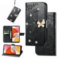 thumbnail image 1 of Mantto For Google Pixel 6A Wallet Case, Bling Diamond PU Leather Flip Wallet Case Hand Strap Butterfly Embossed Protective Flip Stand Card Holder Magnetic Cover for Google Pixel 6A, Black, 1 of 9