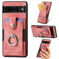thumbnail image 1 of Mantto for Google Pixel 6a Back Wallet Case,with Elastic Card Holder,Shockproof PU Leather 360° Rotation Ring Kickstand Support Magnetic Car Mount Phone Case for Women Men,Pink, 1 of 6