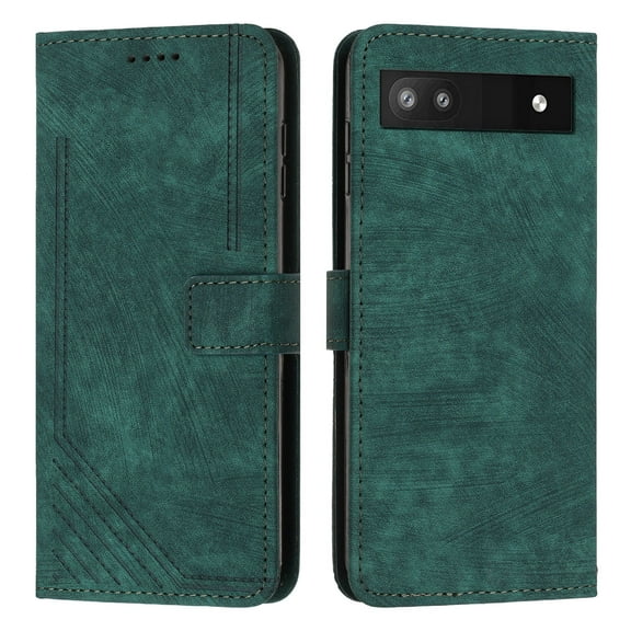 Mantto for Google Pixel 6a Wallet Case for Women Men,Durable PU Leather Shockproof Magnetic Clasp Folio Credit Card Slots Flip Kickstand Slim Phone Case with Wrist Strap,Green