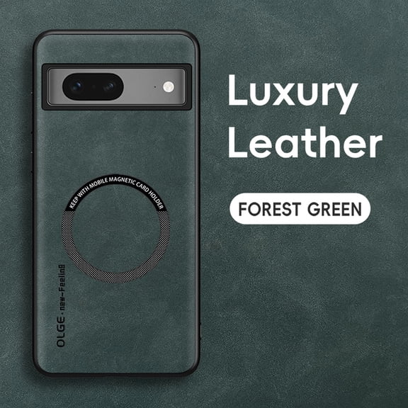 Mantto for Google Pixel 7 Case Compatible with MagSafe Charging, Vegan PU Leather Slim Classic Luxury Elegant Thin Drop Protection Protective Cover for Google Pixel 7, Green