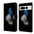 thumbnail image 1 of Mantto for Google Pixel 7 Pro Wallet Case for Women Men,Fashion Painted Pattern PU Leather Magnetic Clasp Flip Protective Case with Kickstand Credit Card Slots Phone Case,Two Feathers, 1 of 8