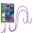 thumbnail image 1 of Mantto for Google Pixel 8 Case, with Lanyard Adjustable Strap, Marble Pattern Soft TPU Bumper Hard PC Back Shockproof Protective Glossy Stylish Durable Phone Case for Women Girls,Purple, 1 of 7