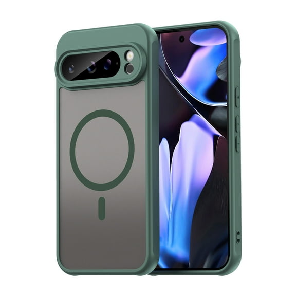 Mantto for Google Pixel 9 Case [Compatible with MagSafe] [Military-Grade Drop Protection] [Anti-Fingerprint] [Anti-Scratch] Slim Silky-Soft Touch Translucent Matte Sleeve Case,Green